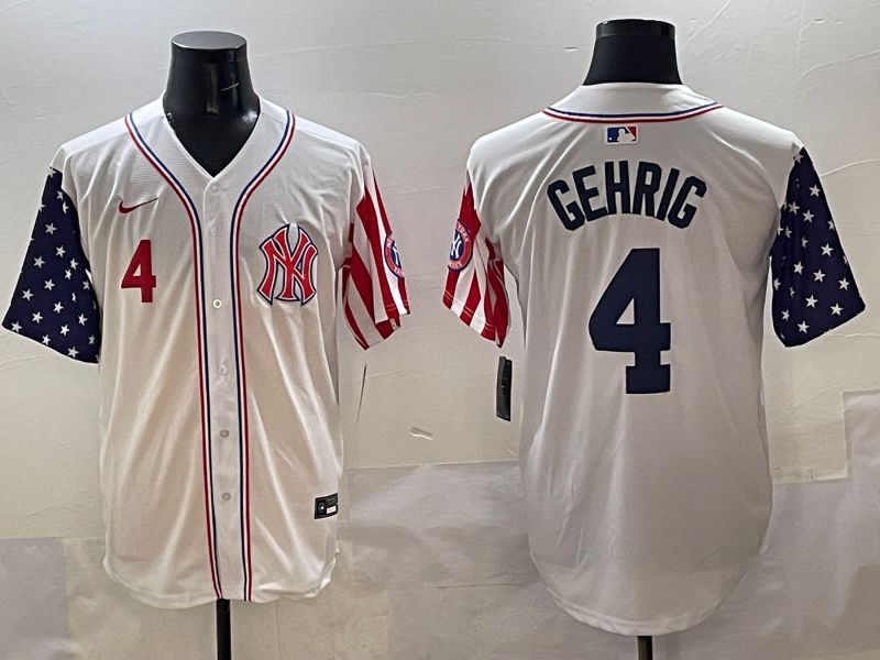 Men New York Yankees 4 Gehrig White a generation of national flags Jointly Name 2025 Nike MLB Jersey style 4